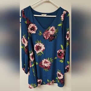 Altar'd State Floral Blouse/Dress in Blue and Pink